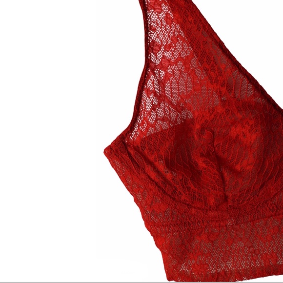 FREE PEOPLE Tameeka Bra Underwire Sheer Lace Red - Picture 8 of 10
